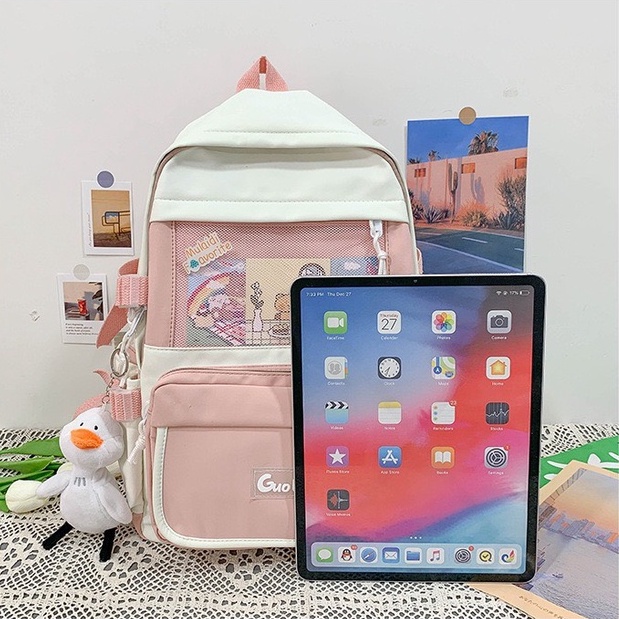 Balo nam nữ thời trang HAZIN chất liệu polyester cao cấp phối màu độc đáo đi học đi chơi phong cách unisex vừa laptop