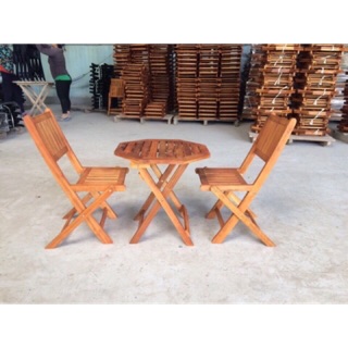 Bộ 1 bàn 2 ghế - bàn ghế bát giác mini giá rẻ