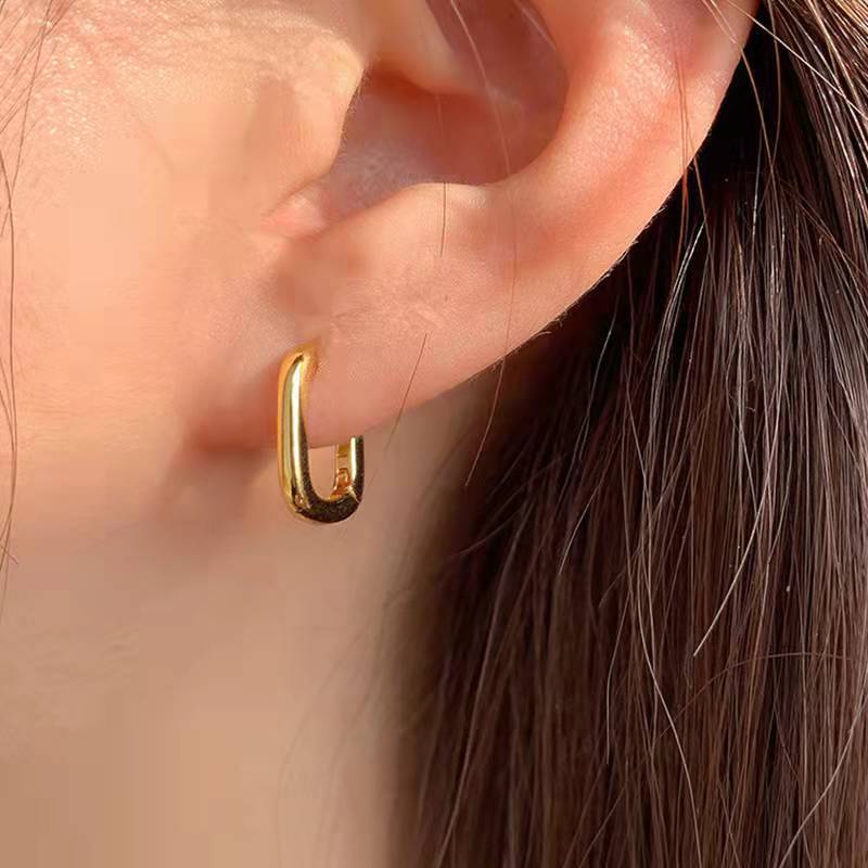 Bông Tai Mạ Bạc 925 Hình Tròn Nhỏ 18k Thời Trang Cho Nữ