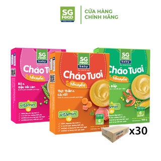 Thùng 30 Hộp cháo tươi Nhuyễn Sài Gòn Food 3 Vị (Bò, Tôm, Thịt Thăn) 150g