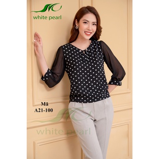 Áo sơ mi nữ công sở tay lỡ thời trang đẹp bo gấu cổ tròn tay lỡ voan chất liệu vải lụa hàn White Peal với 6 màu cơ bản