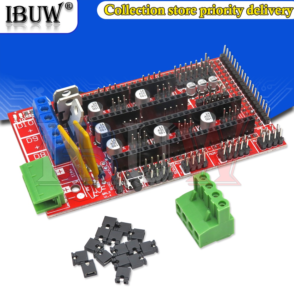 1 Bảng Mạch RAMPS 1.4 Màu Đỏ Đen Điều Khiển Cho Máy In 3D