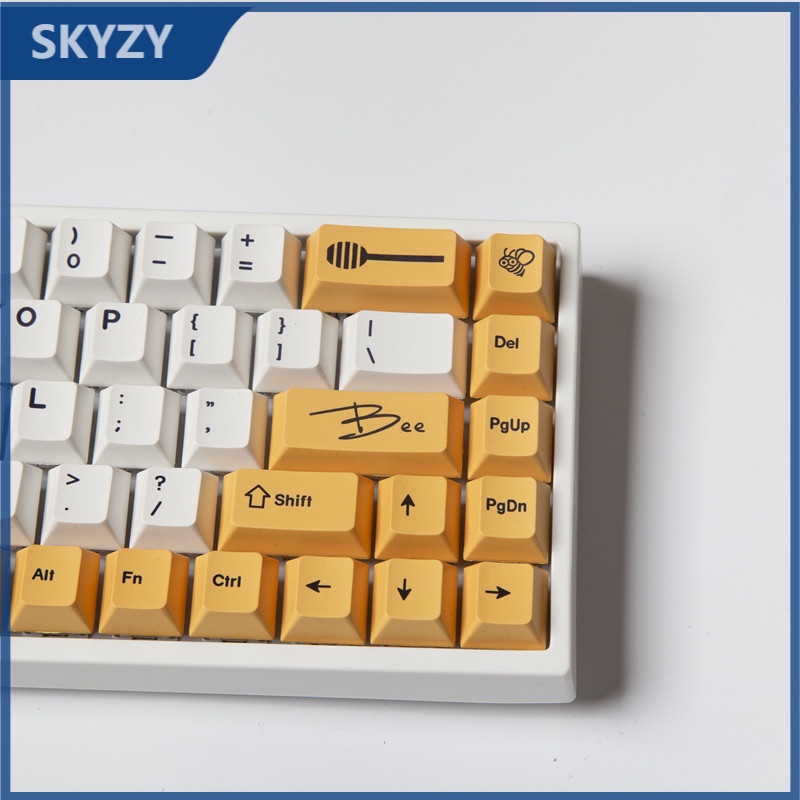 Honey Milk Keycaps Cherry Profile Bee Keycaps PBT Dye Thăng hoa Bàn phím cơ Keycap 133 Phím