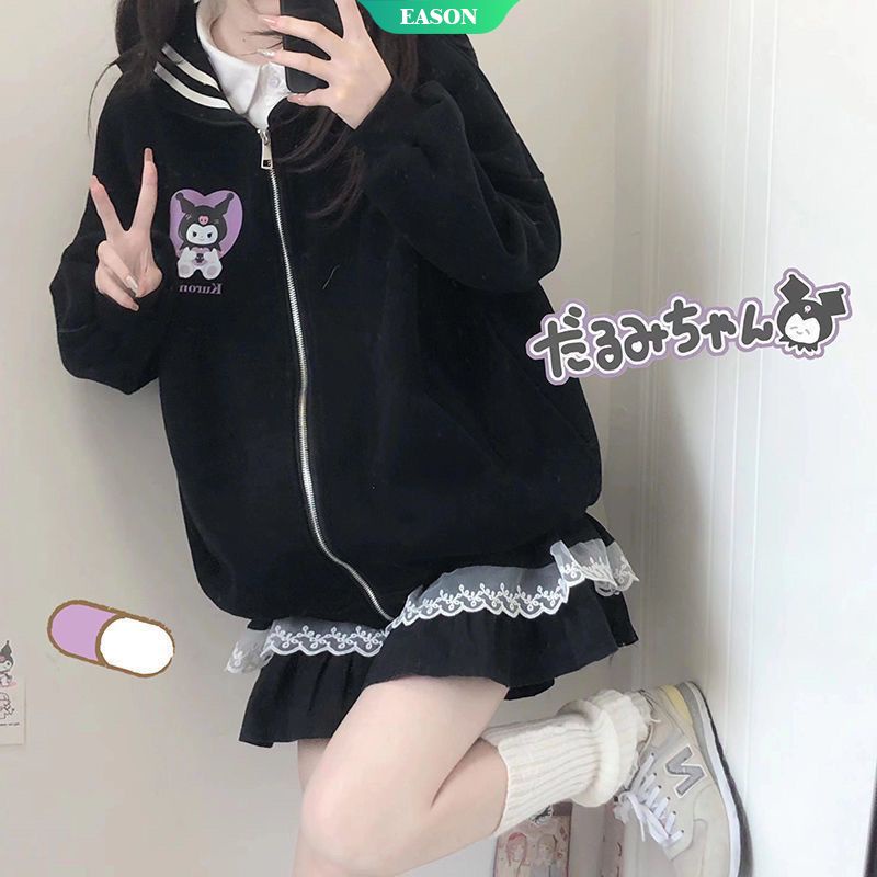 Áo Khoác Cổ Thủy Thủ Dáng Rộng Mềm Mại In Họa Tiết Hoạt Hình Sanrio Cinnamoroll Dễ Thương Thời Trang Xuân Hè Cho Nữ