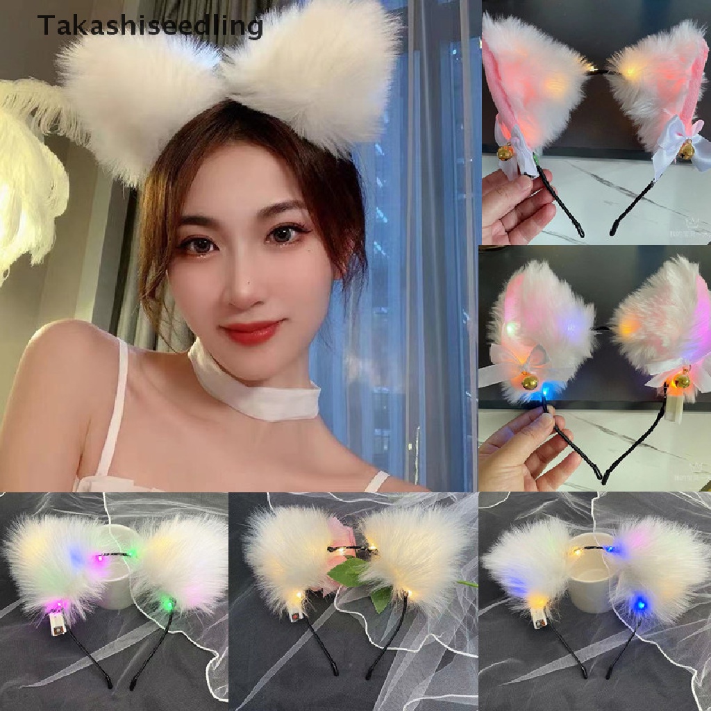 Băng đô rửa mặt/trang trí tóc hình tai cáo có đèn sáng cho bữa tiệc