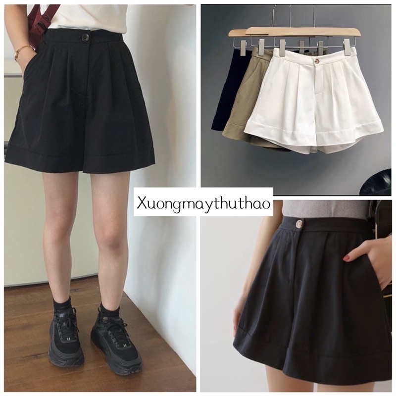 Quần Sooc kaki ống rộng / kiểu dáng vintage