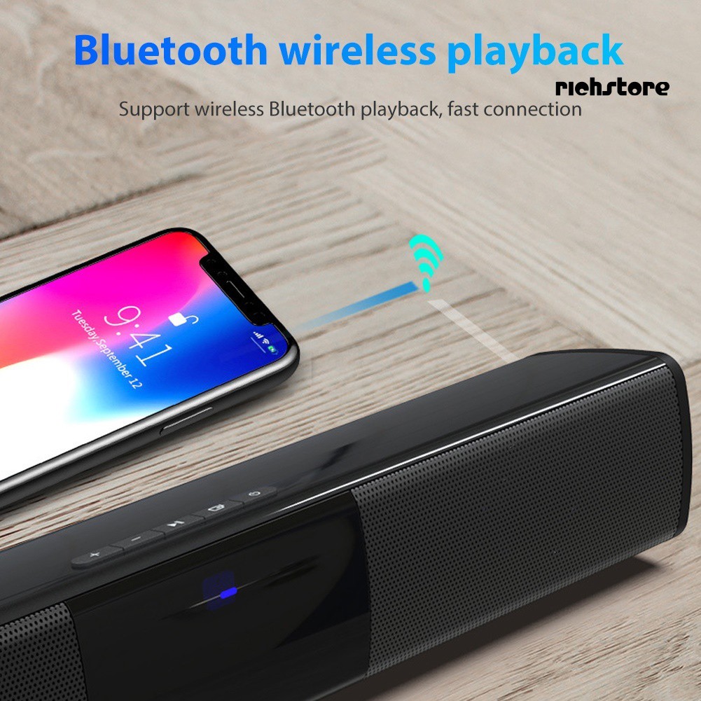 【Ready stock】 Home Theater Long Soundbar FM Radio Subwoofer Stereo Wireless Bluetooth Speaker