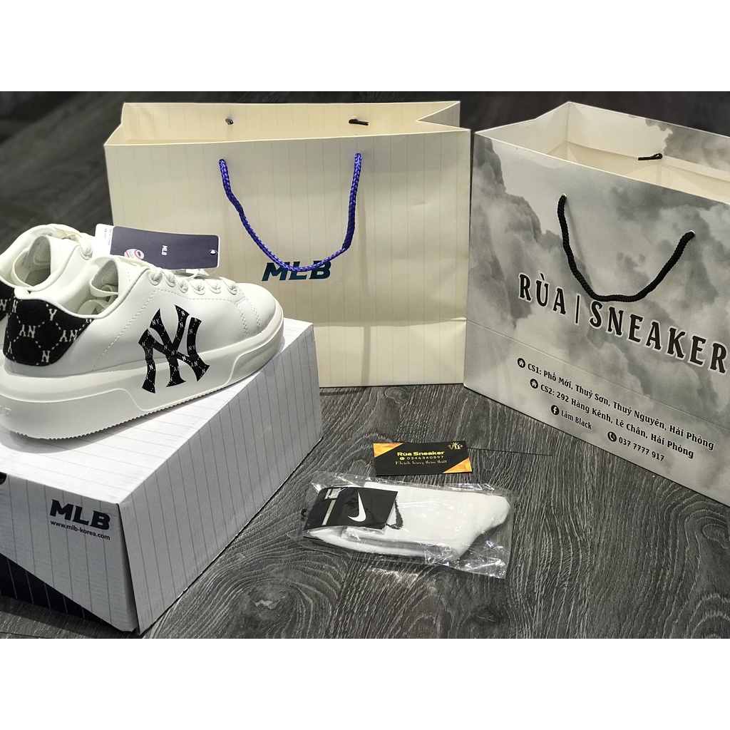 Siêu Phẩm Giày Thể Thao Sneaker M.L.B Classic New York Chữ Đen Siêu Hot Cao Cấp Ảnh Thật + freeship