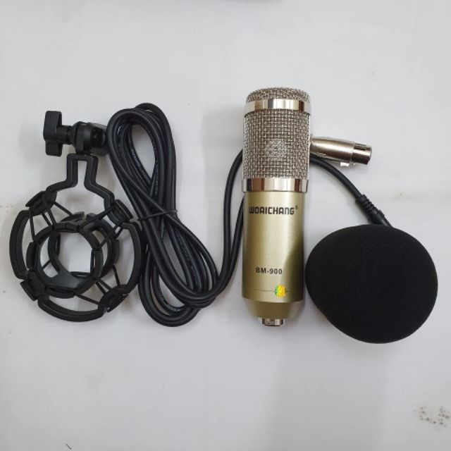 Combo bộ thu âm sound card H9 + mic Woaichoang BM900 tặng tai nghe, kẹp điện thoại