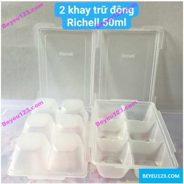 (Chính hãng) 25ml/50ml - Set 2 Khay trữ đông chia thức ăn cho bé kèm nắp đậy Richell - Nhật (cty Ánh Dương)