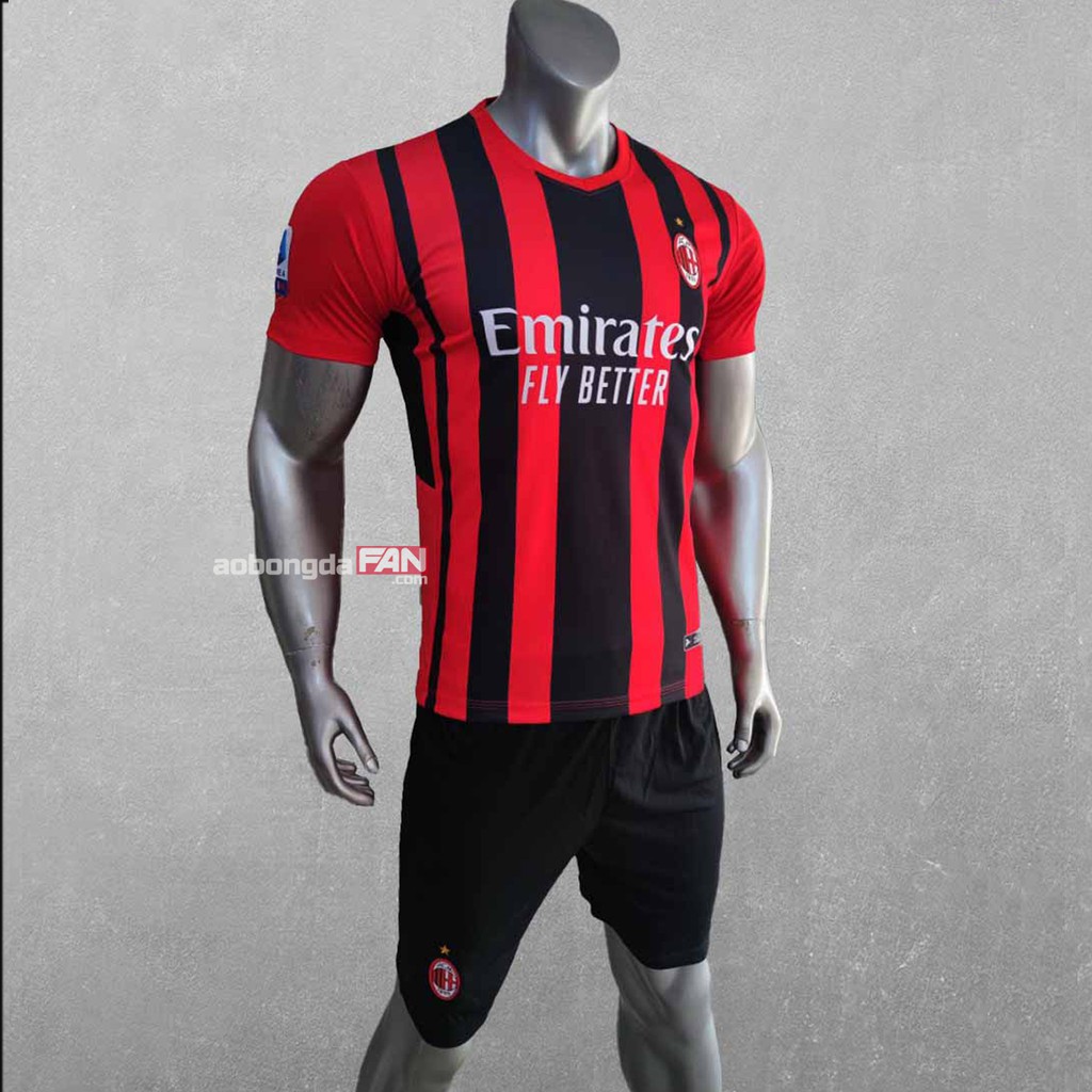 Bộ Áo Bóng Đá Ac Milan 21/22 Mới Nhất - Thun Cao Cấp (Hình Thật) - Có In Tên Số