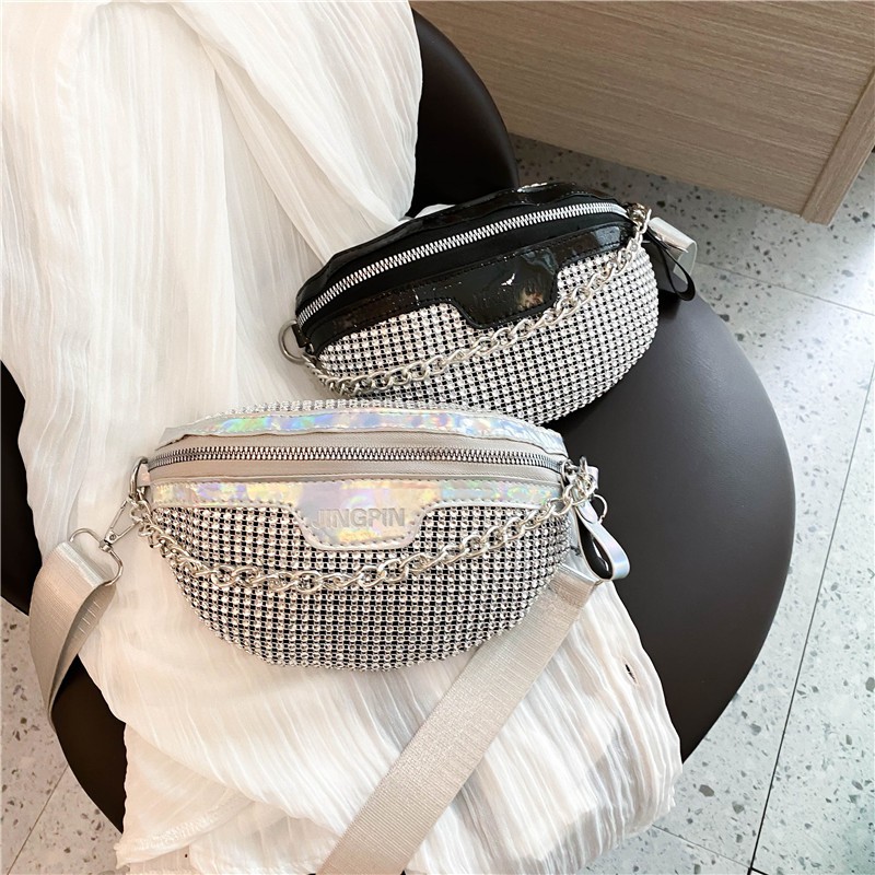 Fashion Bling Diamond Waist Bags For Women Fanny Packs Belt Bag Splice Crossbody Bags
