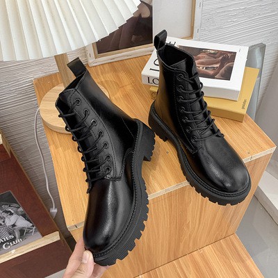 [LOẠI 1 - ĐẾ DÀY 4 CM] Giày bốt nữ đế dày cao gót phong cách hàn quốc, boot nữ martin da cao cấp BD03