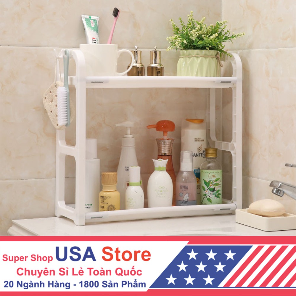 [Tổng Kho Sỉ] Giá Kệ Để Đồ Nhựa Cao Cấp 2 TẦNG T2 (Cao Tới 40cm) - Kệ Để Đa Năng Phòng Bếp, Phòng Tắm