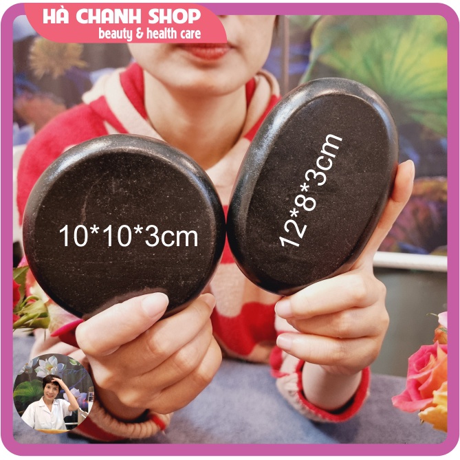 Đá Nóng Massage Body Cỡ Lớn Đá Núi Lửa Hình Tròn 10*10cm  Và Hình Ô Van 12*8cm Dày 3cm Giữ Nhiệt Lâu Dài Hơn