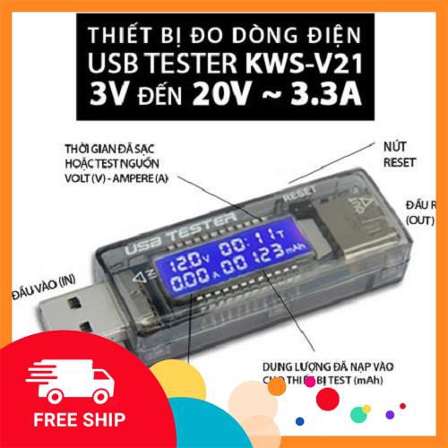 HOT Thiết bị test pin sạc, củ sạc, đo dòng điện, check dung lượng pin KWS-V21- HD TECH