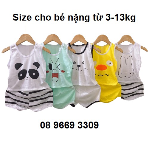 [Freeship + Có Video | Đồ bộ hình thú bé trai bé gái | Quần áo trẻ em 3-13kg | 100% cotton