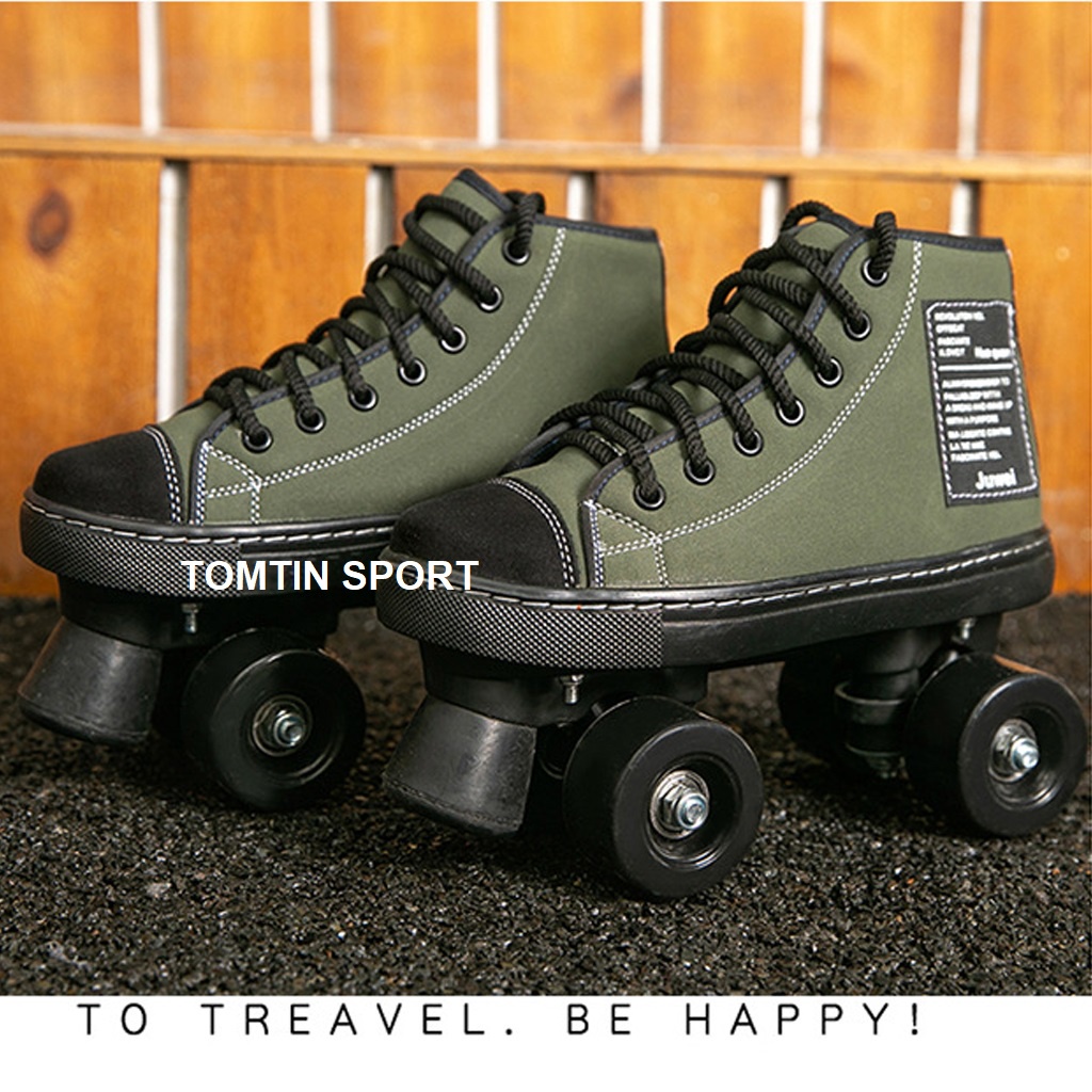 Giày patin 2 hàng bánh người lớn và thiếu niên đi được ngay không cần tập có size từ 37-44 Tomtin Sport
