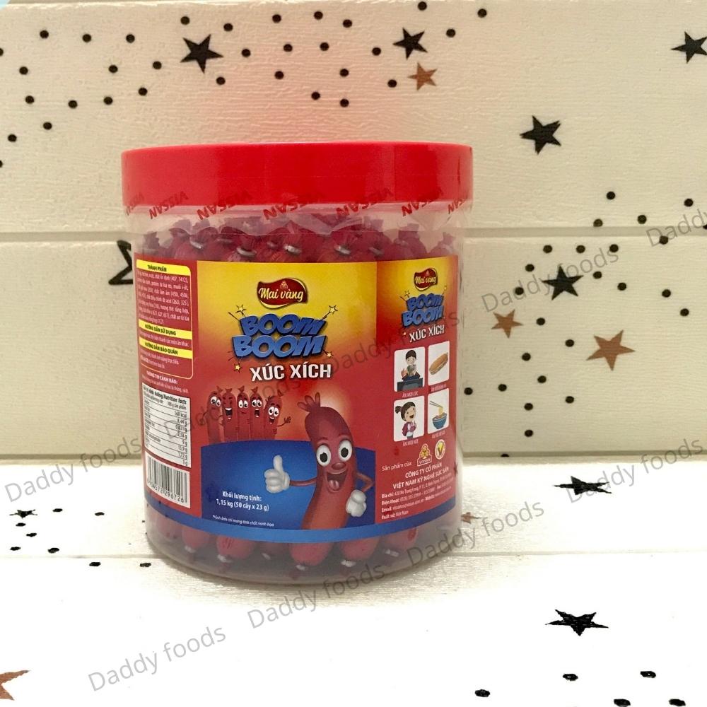 xúc xích boom boom 50 cây khối lượng 1,15kg thương hiệu mai vàng