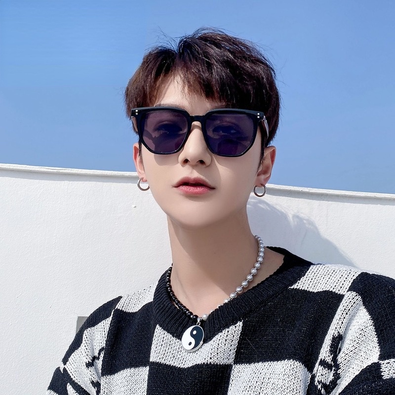 (YUZHU) Kính Râm Gọng Vuông Oversize Màu Nâu Họa Tiết Vân Gỗ Phong Cách Retro Thời Trang Mới