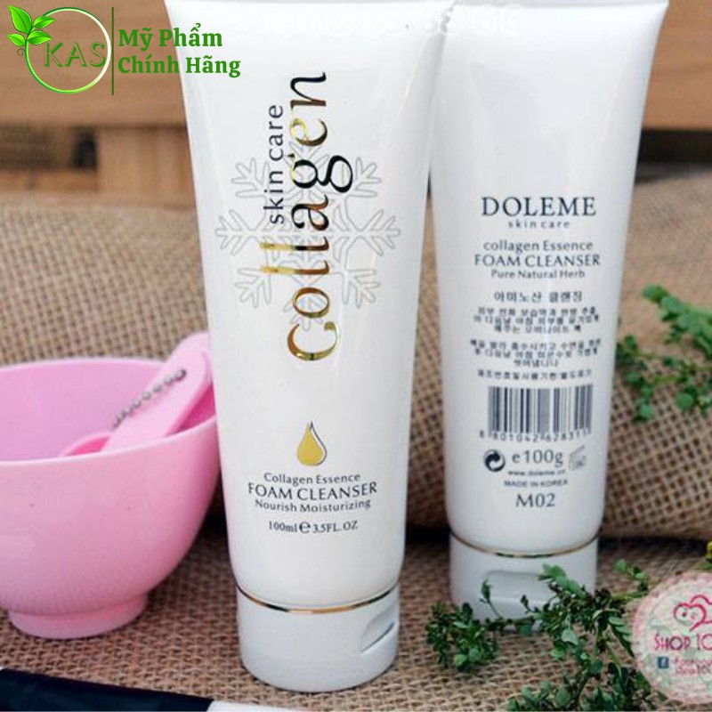 Sữa Rửa Mặt Collagen Tạo Bọt Giúp Trắng Da Skin Care Foam Cleanser Doleme Sạch Bóng Trắng Mịn Màng - Ngăn Lão Hóa Da