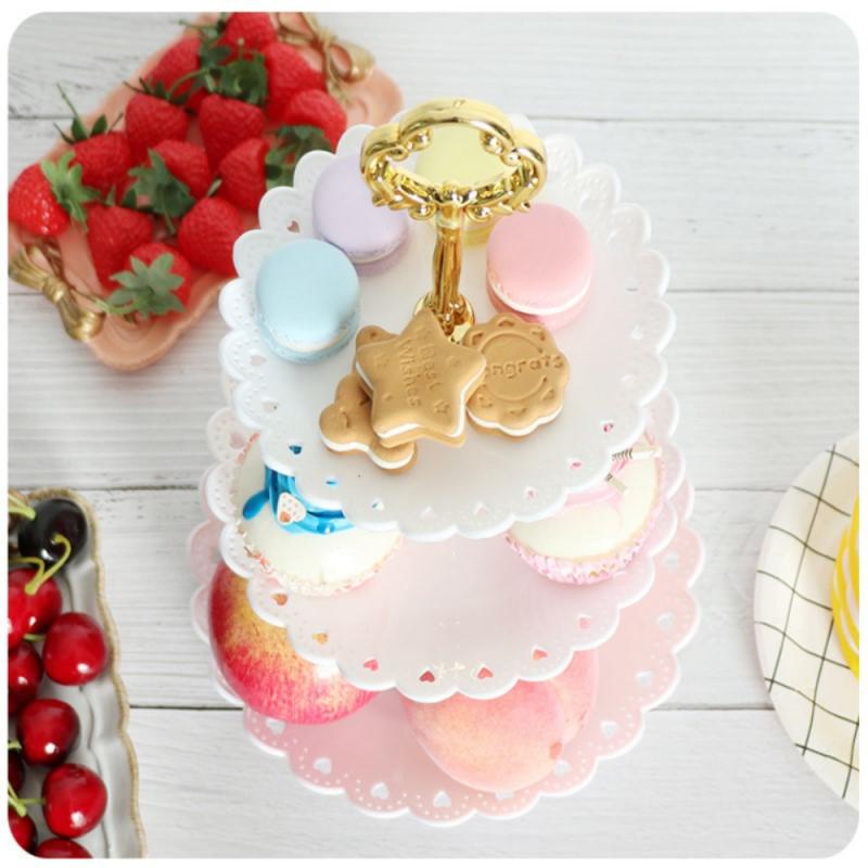 3 Layers Plastic Cut-Out Design Detachable Cakes Desserts Stand