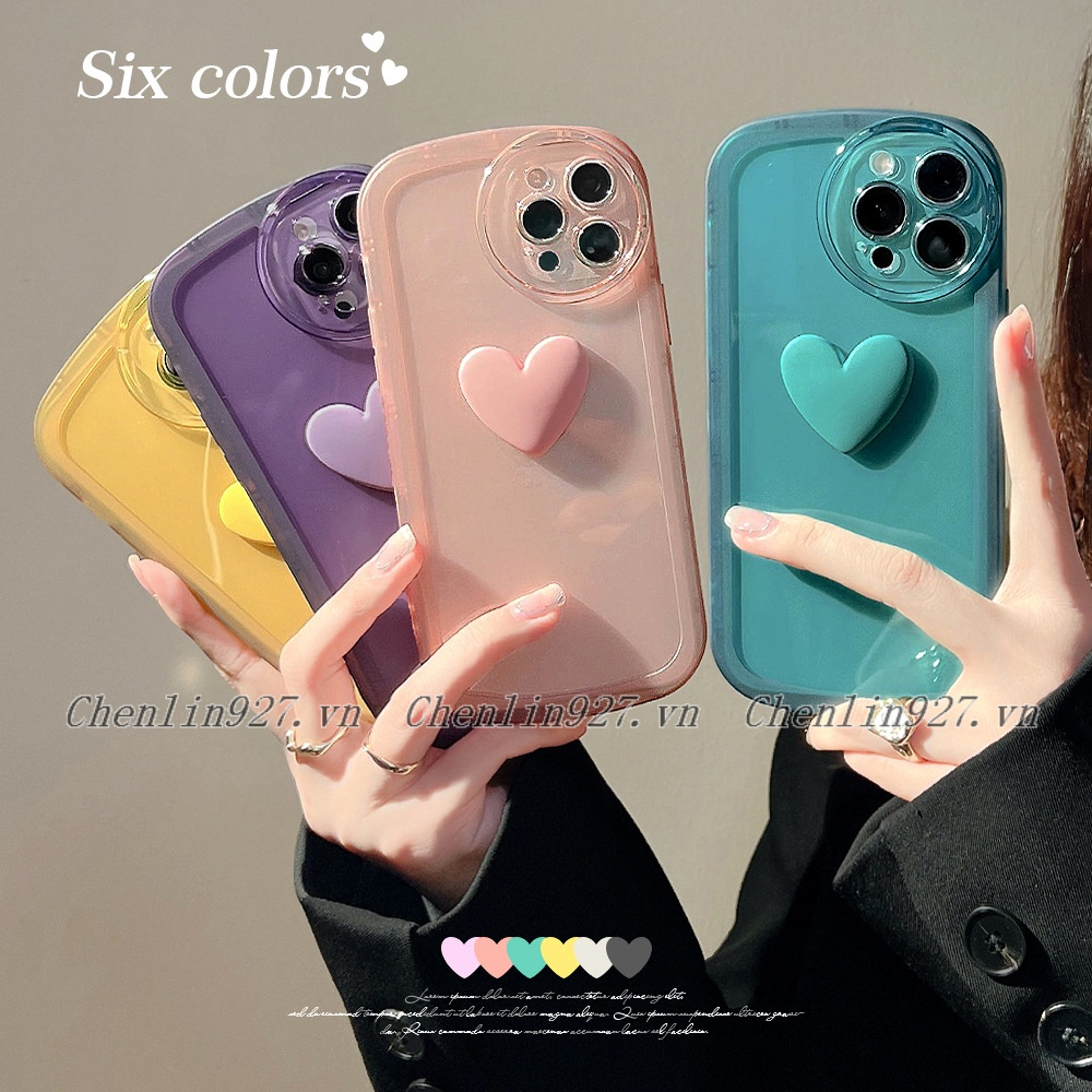 Ốp Điện Thoại Mềm Trong Suốt Chống Sốc Họa Tiết Trái Tim 3D Cho IPhone 14 13 12 11 Pro Max X XS Max XR 6 6S 7 8 Plus SE3