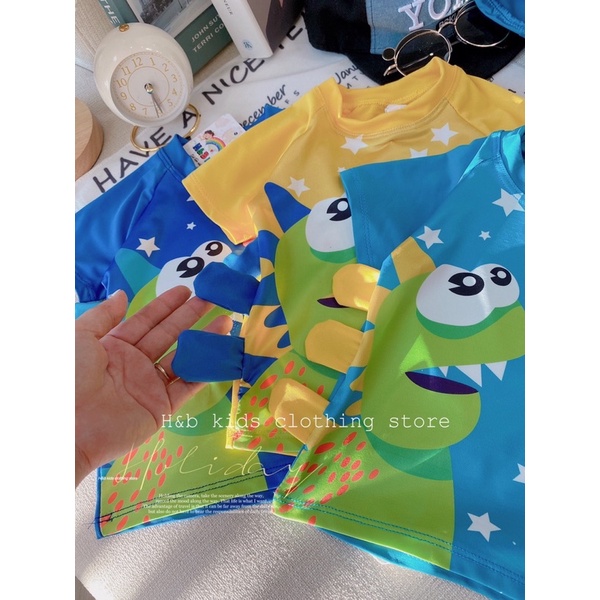 Bộ bơi khủng long nốt nhạc kèm mũ cho bé trai