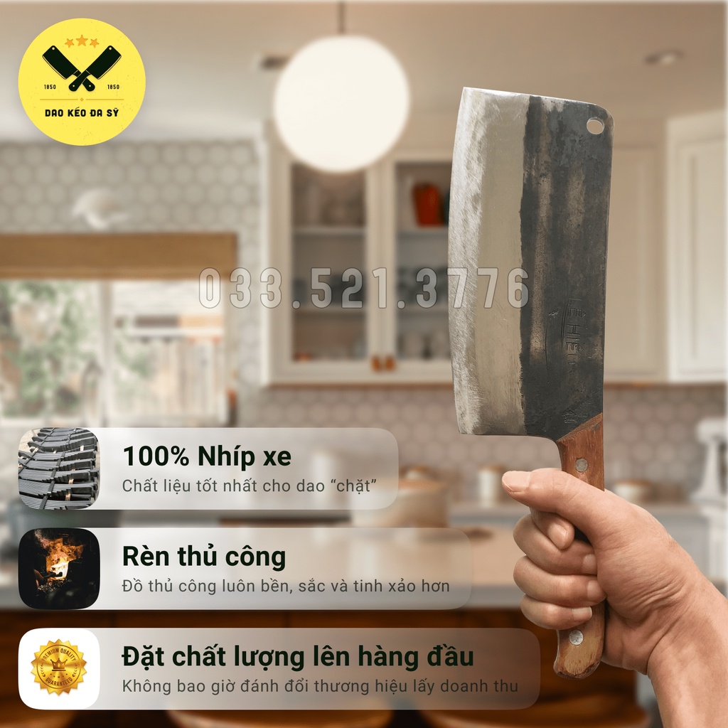 [Dao Đa Sỹ] - Dao Phở - chặt gà, chặt vịt, thái - 100% Nhíp xe siêu sắc