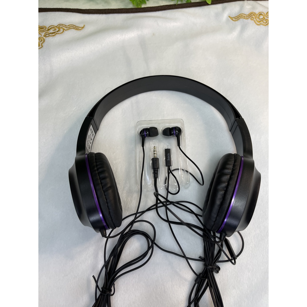 Tai Nghe Chụp Tai HOCO W24 Chơi Game Nghe Nhạc Bass Có MIC- Tặng Kèm Tai Nghe Nhét Tai, Thiết Kế Siêu Đẹp
