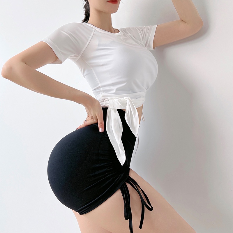 Áo thun thể thao ANRAN tay ngắn dáng rộng phối khóa kéo chất liệu nhanh khô thời trang dành cho nữ