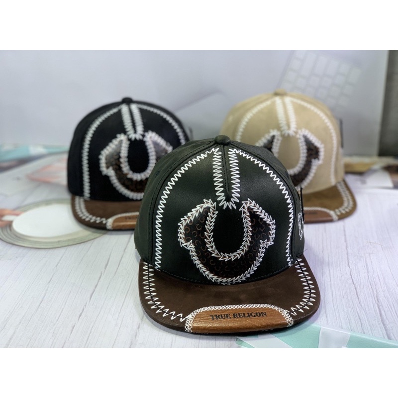 nón kết snapback da lộn phối da - mũ ông địa U full tem đậm chất thể thao nam