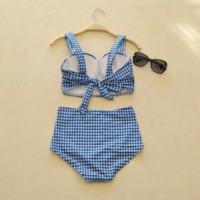 Bikini nữ thời trang, kiểu phân mảnh, họa tiết kẻ caro, mẫu Hàn | BigBuy360 - bigbuy360.vn