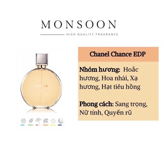 Nước hoa nữ Chanel Chance EDP cao cấp Monsoon thơm lâu mùi hoa ngọt ngào dịu nhẹ sang trọng quyến rũ nữ tính