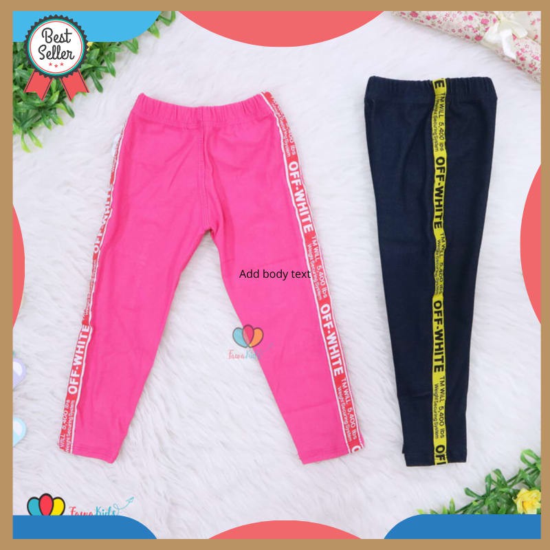 OFF WHITE Quần Legging Màu Sáng Cho Bé 5-6 Tuổi Màu Sắc