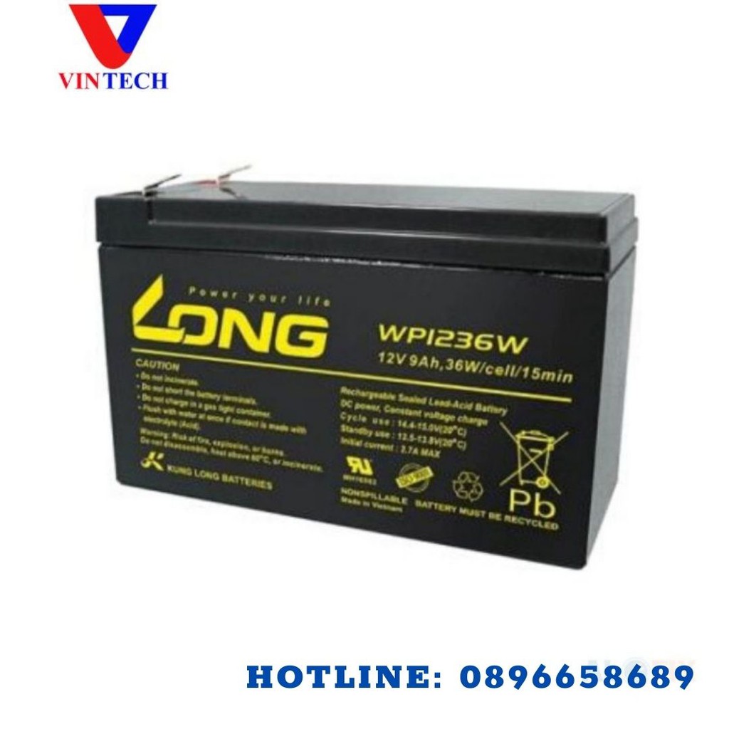 (VIDEO) Bình ắc quy long 12V 9Ah Globe Wp1236 dùng cho cửa cuốn, phun thuốc trừ sâu, xe điện trẻ em