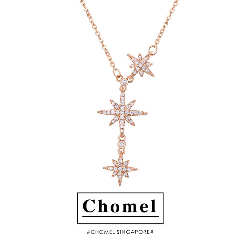 Dây Chuyền Mặt Tròn Họa Tiết Sao Băng Đính Đá Zircon Thời Trang Tinh Tế