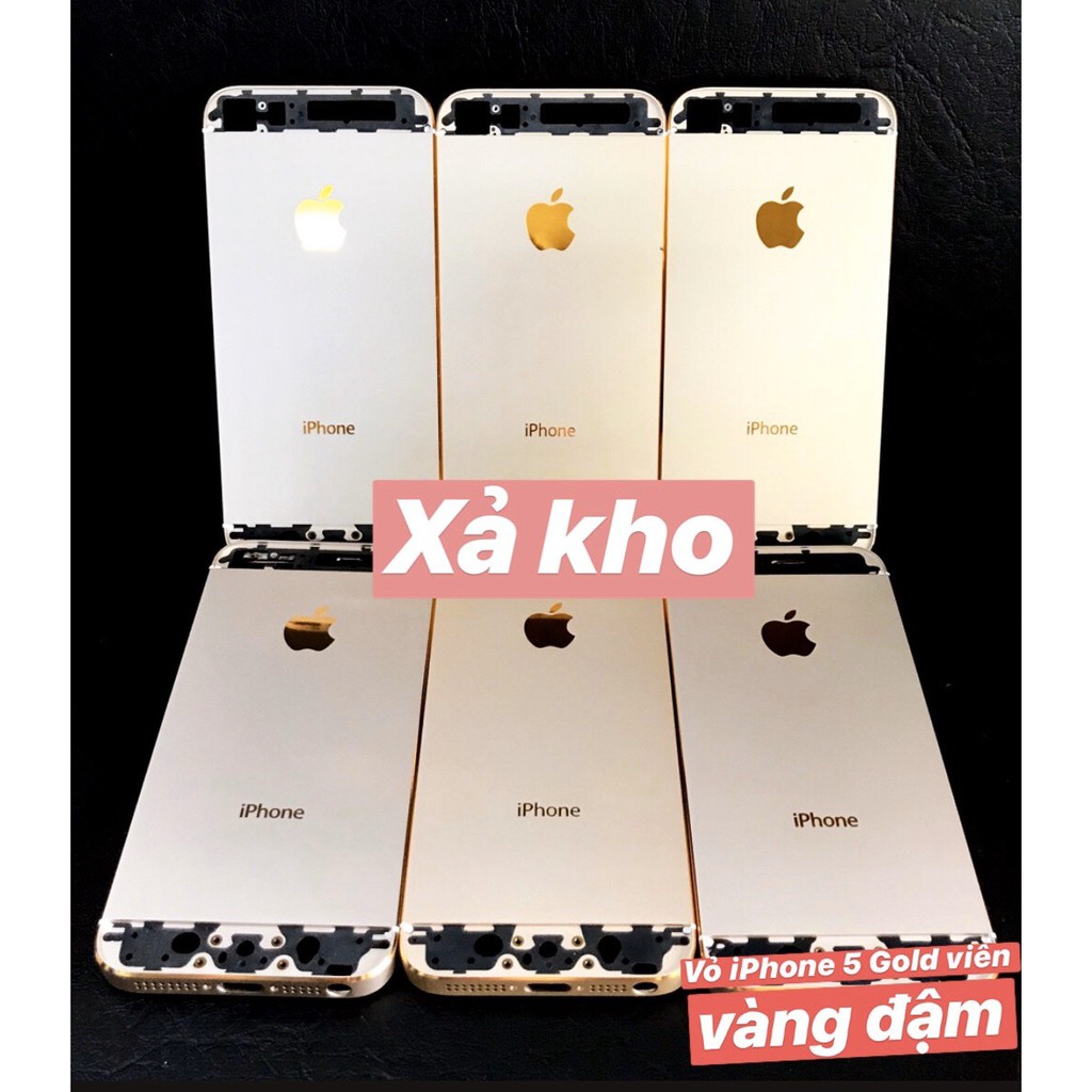 XẢ KHO GIÁ SỐC Vỏ iPhone 5 5S Gold viền vàng đậm, khắc free imei hoặc SE