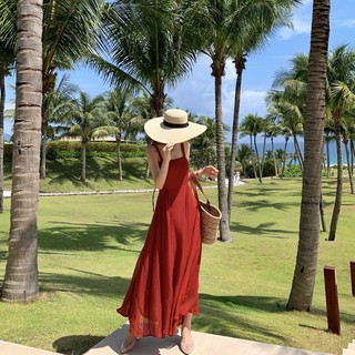 VÁY MAXI VOAN ĐỎ HAI DÂY BUỘC LƯNG