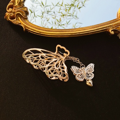 Kẹp Tóc Kim Loại Hình Bướm / Trái Tim Phong Cách Hàn Quốc