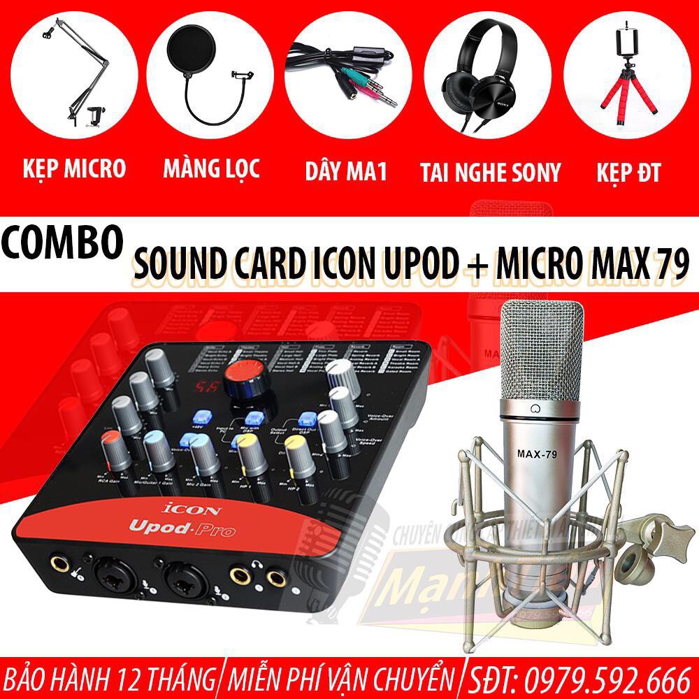 [TẶNG PHỤ KIỆN] Bộ Soundcard ICON UPOD + Micro MAX 79 thu âm, hát karaoke,livestream shopee,fb - mẫu hot nhất hiện nay
