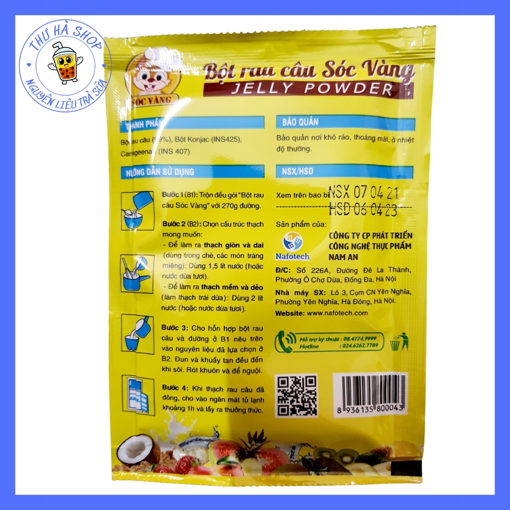 Bột rau câu sóc vàng hộp 10 gói, mỗi gói 12g