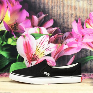 Giày Lười slip on Nam van đen trắng
