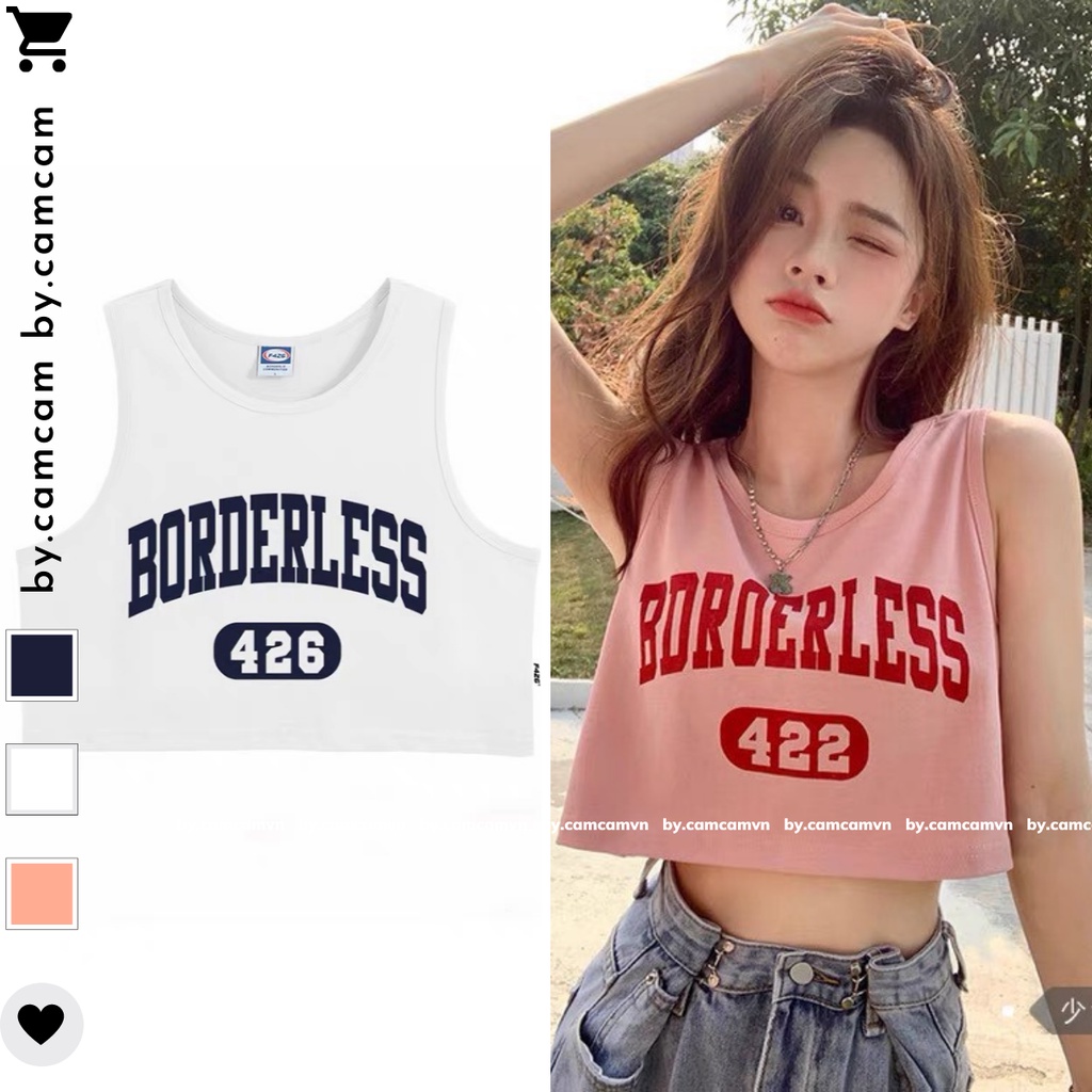 Áo Croptop Khoét Nách Tanktop Borderless 100% Cotton, Áo Phông Croptop Dáng Rộng Mẫu Mới 2022 ??.??????