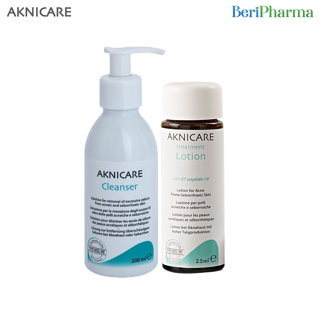 Aknicare Combo Gel Rửa Mặt Cho Da Dầu Mụn Cleanser + Aknicare Kiểm Soát Làm Giảm Mụn Lotion