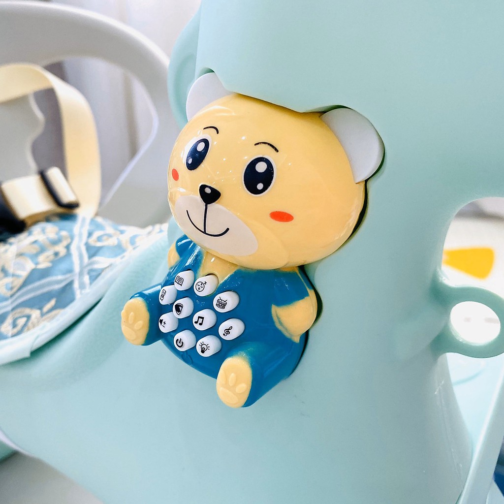 Ngựa bập bênh cho bé có bánh xe đa năng thông minh: bập bênh, ngựa chòi chân có phát nhạc