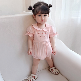 Body công chúa thêu cherry tay nơ siêu dễ thương cao cấp cho bé gái, body cộc bé gái