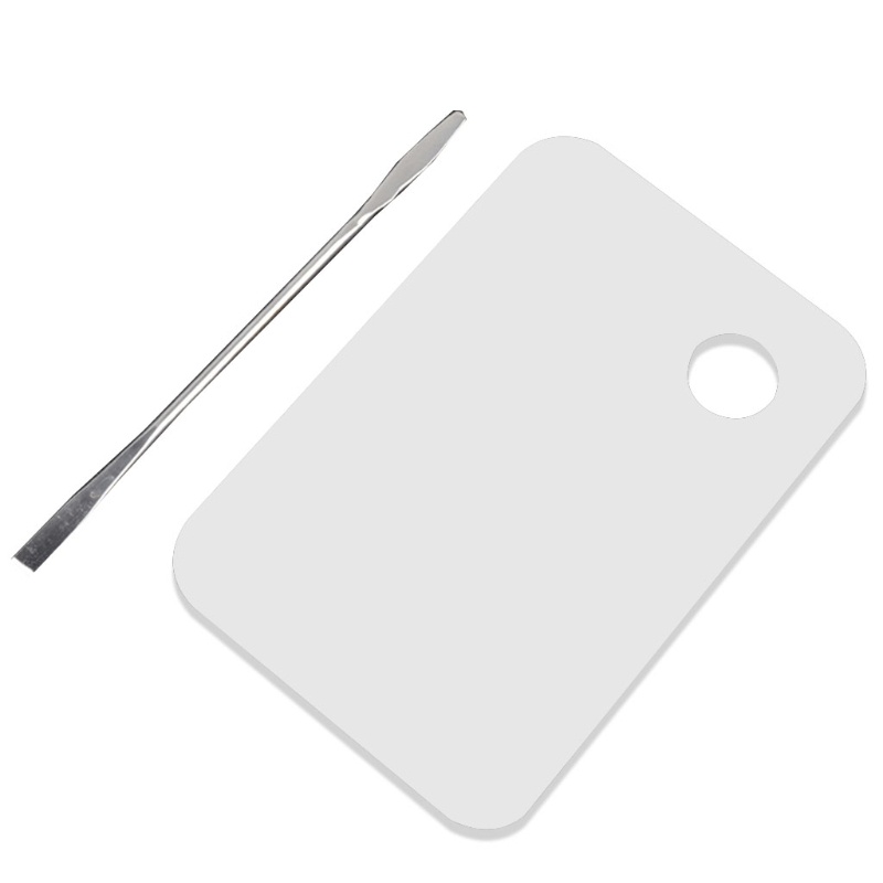 1 Bộ Bảng Acrylic Trong Suốt Dùng Trộn Màu Nước / Sơn Móng Tay Kèm Thìa