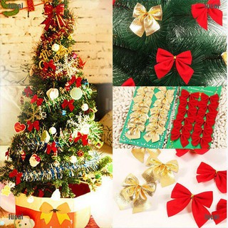 【lucai*COD】Gold Silver Ribbon Bowknots Christmas  Decoration Bows Xmas Tree Decor