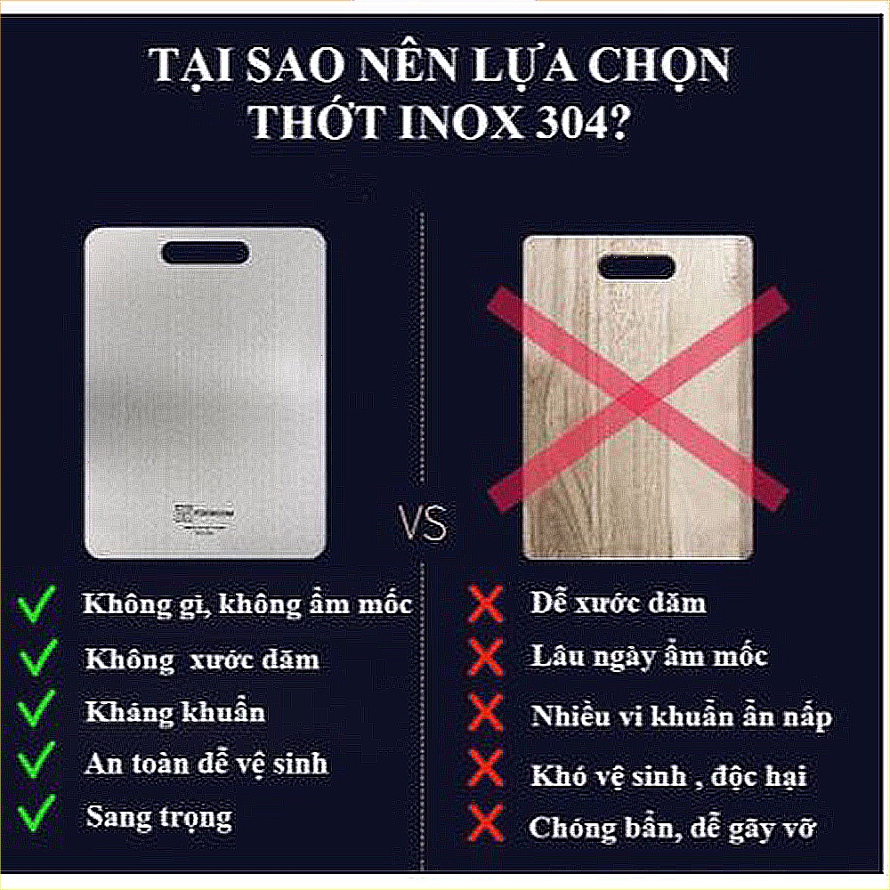 [ FREESHIP]THỚT INOX SUS304 KHÁNG KHUẨN - CHỐNG NẤM MỐC  HÀNG CAO CẤP CHÍNH HÃNG